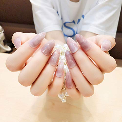 24Pcs Marble False Nails Long Full Cover Designed Fake Nails for Women Ladies...