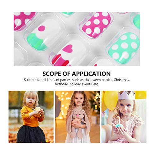 96pcs/ 4 Boxes Girl False Nails Kids Press on Short Fake Nails False Fingerna...