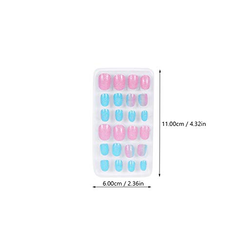 96pcs/ 4 Boxes Girl False Nails Kids Press on Short Fake Nails False Fingerna...