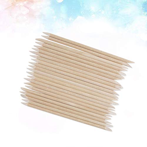 HEALLILY 100Pcs Nail Art Orange Wood Sticks Cuticle Pusher Remover Dead Skin ...
