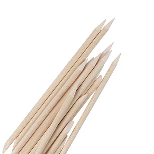 HEALLILY 100Pcs Nail Art Orange Wood Sticks Cuticle Pusher Remover Dead Skin ...