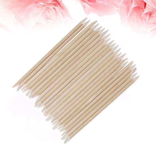 HEALLILY 100Pcs Nail Art Orange Wood Sticks Cuticle Pusher Remover Dead Skin ...