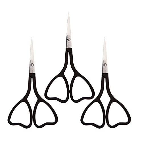 HEALLILY 3pcs Stainless Steel Eyebrow Scissors Straight Tip Nose Hair Cutter ...