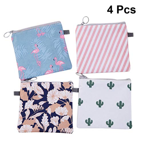 Menstrual Pad Bag 4 Pcs Zipper Sanitary Napkin Bag Tampons Collect Bags for W...