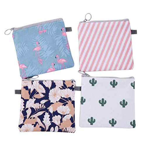 Menstrual Pad Bag 4 Pcs Zipper Sanitary Napkin Bag Tampons Collect Bags for W...