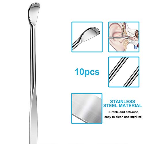 10pcs Sliver Metal Ear Cleaner Ear Pick Ear Spoon Earwax Curette Remover Earp...