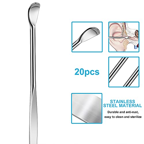 20pcs Sliver Metal Ear Spoon Earwax Curette Remover Earpick Tool Hanging Clea...