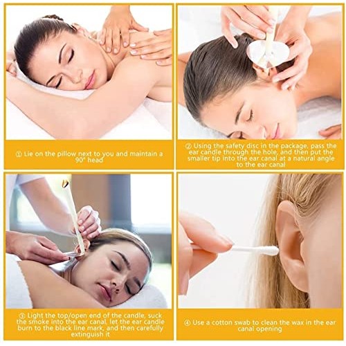 Beeswax Ear Candles Ear Wax Removal, Set of 10 Natural Ear Wax Candles for Ea...