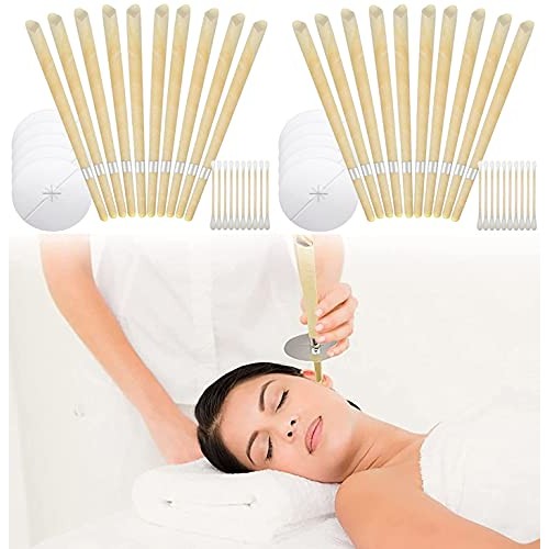 Beeswax Ear Candles Ear Wax Removal, Set of 20 Natural Ear Wax Candles for Ea...