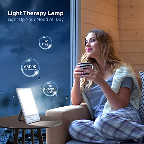 Light Therapy Lamp, UV-Free 10,000 Lux Sun Lamp, Ultra-Thin Touch Control LED...