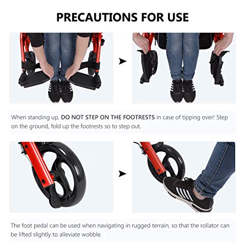 Health Line Massage Products 2 in 1 Rollator-Transport Chair w/Paded Seatrest...