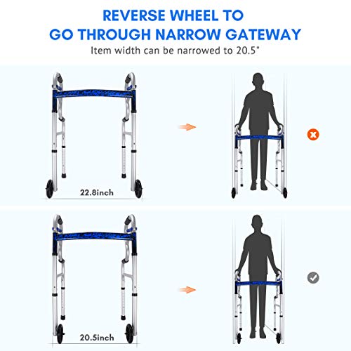 Health Line Massage Products 3-in-1 Stand-Assist Folding Walker with 5" Wheel...