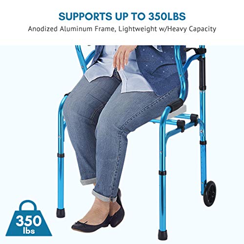 Health Line Massage Products 4-in-1 Stand-Assist Folding Walker with Detachab...