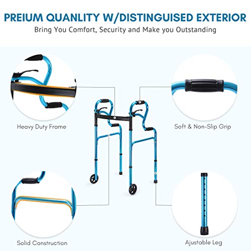 Health Line Massage Products 4-in-1 Stand-Assist Folding Walker with Detachab...