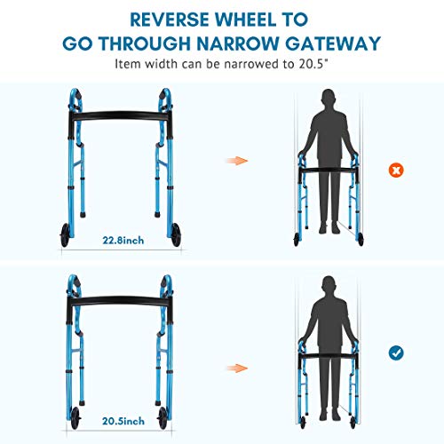 Health Line Massage Products 4-in-1 Stand-Assist Folding Walker with Detachab...