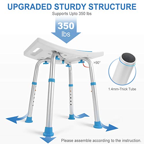 Health Line Massage Products Shower Stool 350lbs Bath Seat Chair, Tool-Free A...