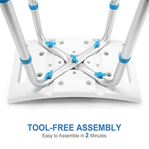 Health Line Massage Products Shower Stool 350lbs Bath Seat Chair, Tool-Free A...