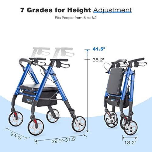 Heavy Duty Rollator Walker by Health Line Massage Products - Bariatric Rollin...