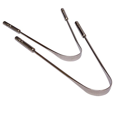 HealthAndWealth Stainless Steel Tongue Cleaner Scraper for Adults Surgical Gr...