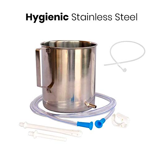 HealthAndYoga(TM) Stainless Steel Enema Kit with Complete Tubing - 2 Quart Co...
