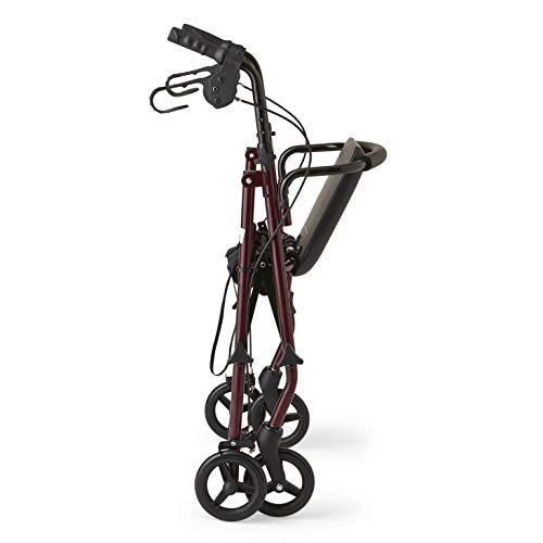 Healthcare Direct Steel Rollator Walker with 350 lb. Weight Capacity, Burgundy