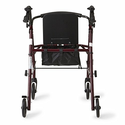 Healthcare Direct Steel Rollator Walker with 350 lb. Weight Capacity, Burgundy