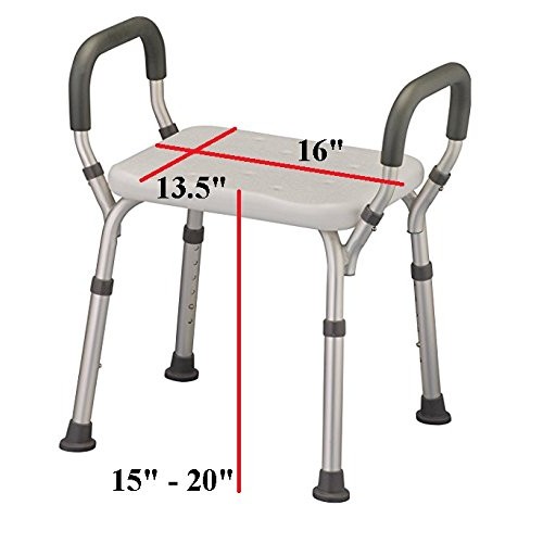 Bath Seat Shower Bench with Arms, Adjustable Shower Chair with Arms Padded Ha...