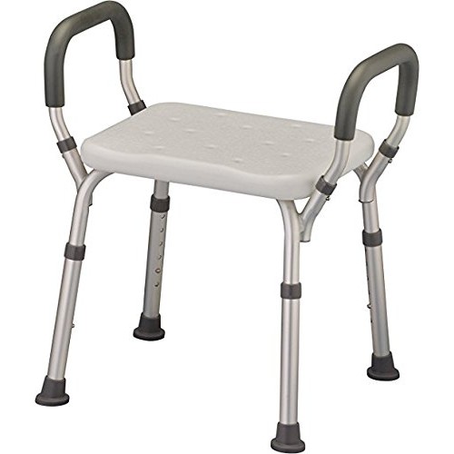 Bath Seat Shower Bench with Arms, Adjustable Shower Chair with Arms Padded Ha...