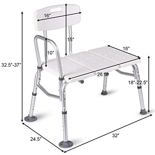 HEALTHLINE Heavy Duty Bariatric Tub Transfer Bench, Medical Bath Shower Bench...