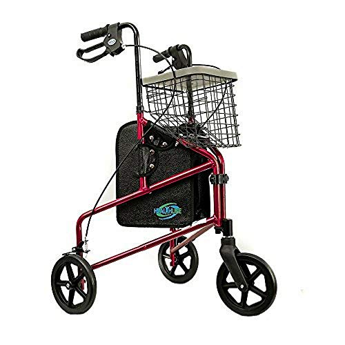 Rollator Walker Aluminum 3 Wheel for Seniors, Foldable Lightweight Three Whee...