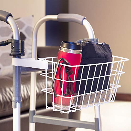HealthSmart Walker Storage Basket with Cup Holder and Insert Tray, No Tools N...