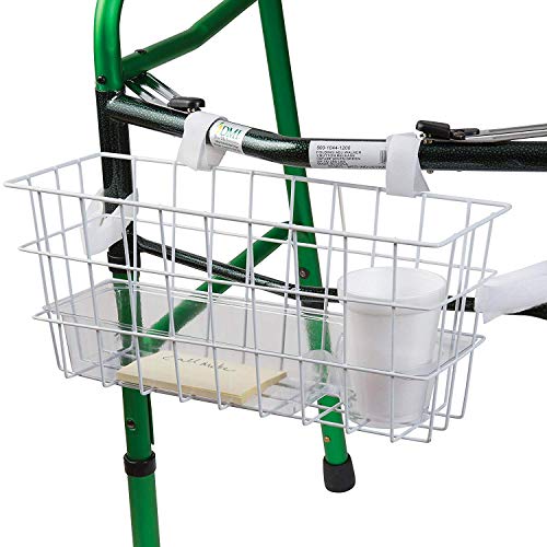 HealthSmart Walker Storage Basket with Cup Holder and Insert Tray, No Tools N...