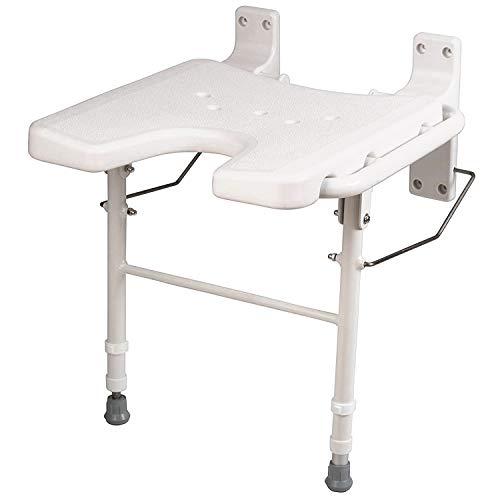 HealthSmart Wall Mount Fold Away Bath Chair Shower Seat Bench with Adjustable...