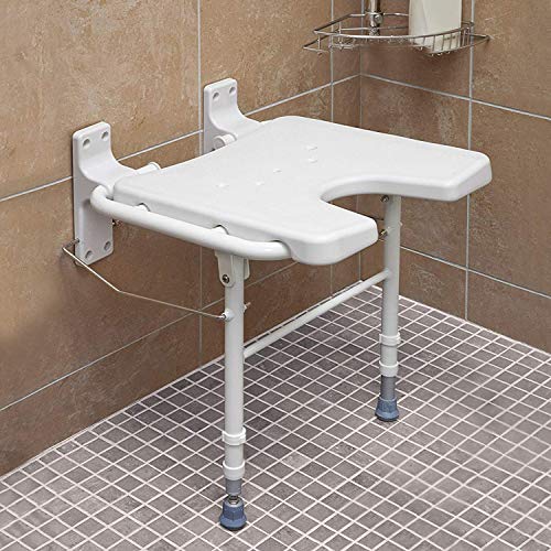 HealthSmart Wall Mount Fold Away Bath Chair Shower Seat Bench with Adjustable...