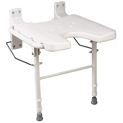HealthSmart Wall Mount Fold Away Bath Chair Shower Seat Bench with Adjustable...