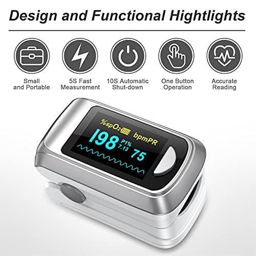 Fingertip Pulse Oximeter Blood Oxygen Monitor Finger for Adult & children Por...