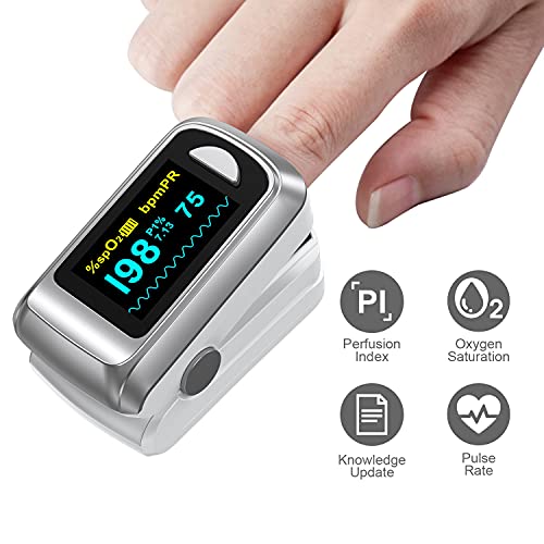 Fingertip Pulse Oximeter Blood Oxygen Saturation Monitor, Heart Rate and Fast...