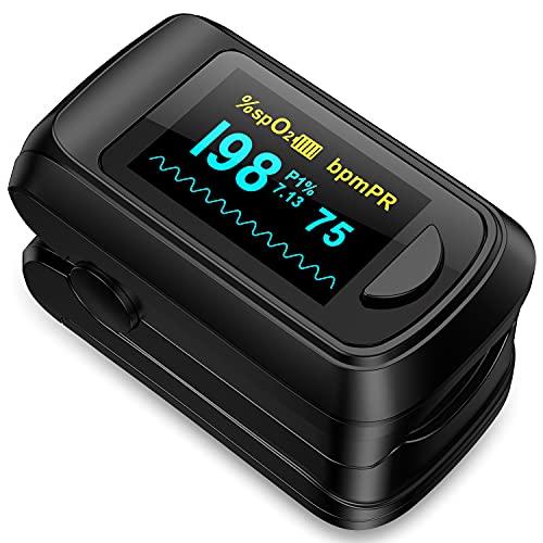 Fingertip Pulse Oximeter Blood Oxygen Saturation Monitor, Heart Rate and Fast...