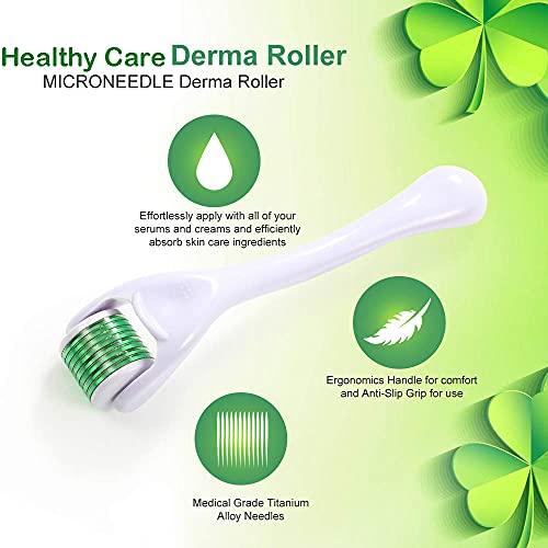 Microneedle Derma Roller Kit - Healthy Care 540 Titanium Micro Needles 0.25mm...
