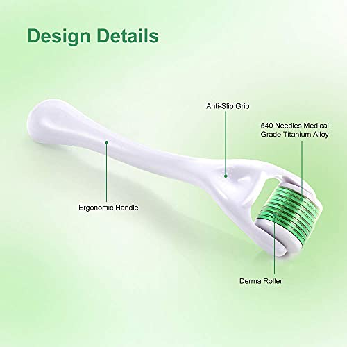 Microneedle Derma Roller Kit - Healthy Care 540 Titanium Micro Needles 0.25mm...