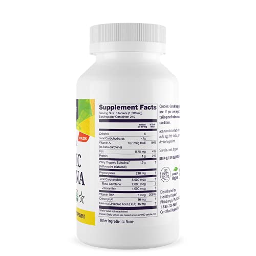 Healthy Orgins Organic and Kosher Spirulina Tablets, 500 Mg, 720 Count