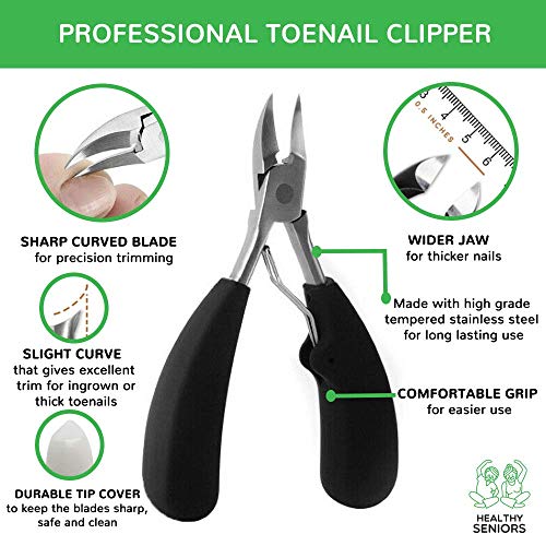 Healthy Seniors Complete Nail and Toenail Clipper Set - Designed for Thick Na...