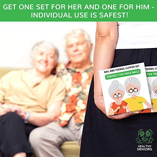 Healthy Seniors Complete Nail and Toenail Clipper Set - Designed for Thick Na...