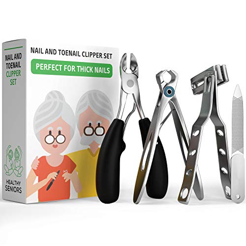 Healthy Seniors Complete Nail and Toenail Clipper Set - Designed for Thick Na...