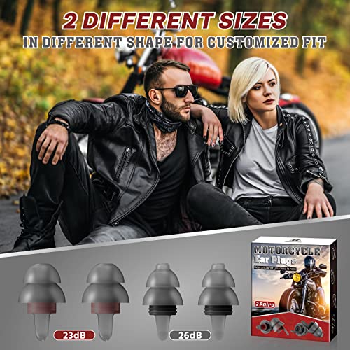 [2 Pairs] Hearprotek Motorcycle Ear Plugs, reusable high fidelity ear plugs f...