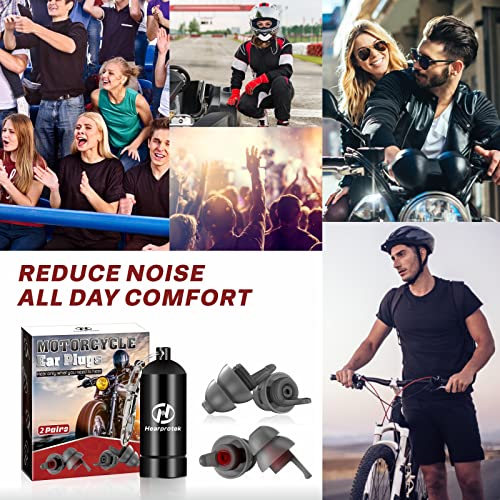 [2 Pairs] Hearprotek Motorcycle Ear Plugs, reusable high fidelity ear plugs f...