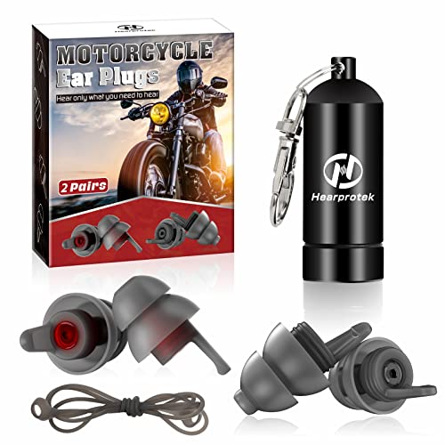 [2 Pairs] Hearprotek Motorcycle Ear Plugs, reusable high fidelity ear plugs f...