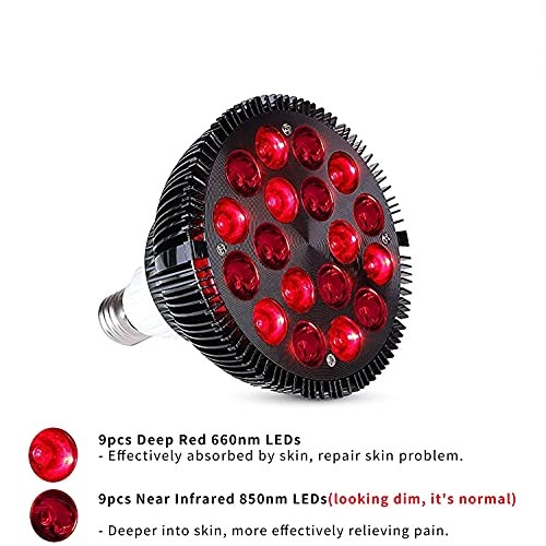 Red Light Therapy Bulb with Socket HebutyLife, 54W 18 LED Near Infrared Light...
