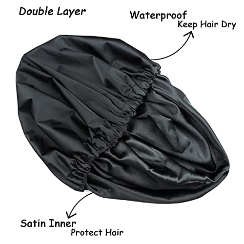 Jumbo Shower Cap for Men and Women with Box Braid, Locs, Long Curly Hair to P...