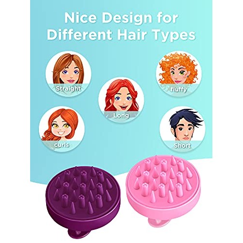 HEETA 2-Pack Hair Scalp Shampoo Massager Brush, Updated Soft Silicone Hand-He...